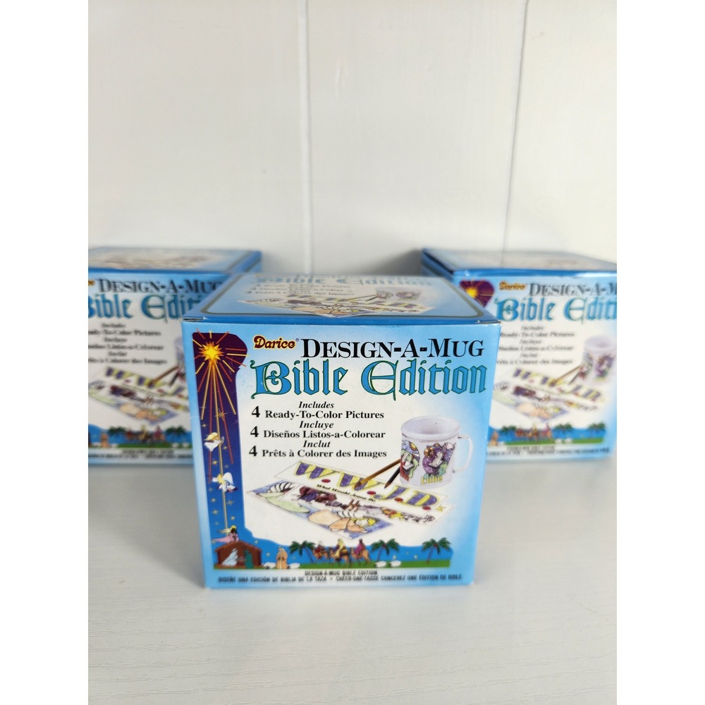 Darice Design-A-Mug Bible Edition DIY Color Your Own Plastic Mug Kits Lot of 3